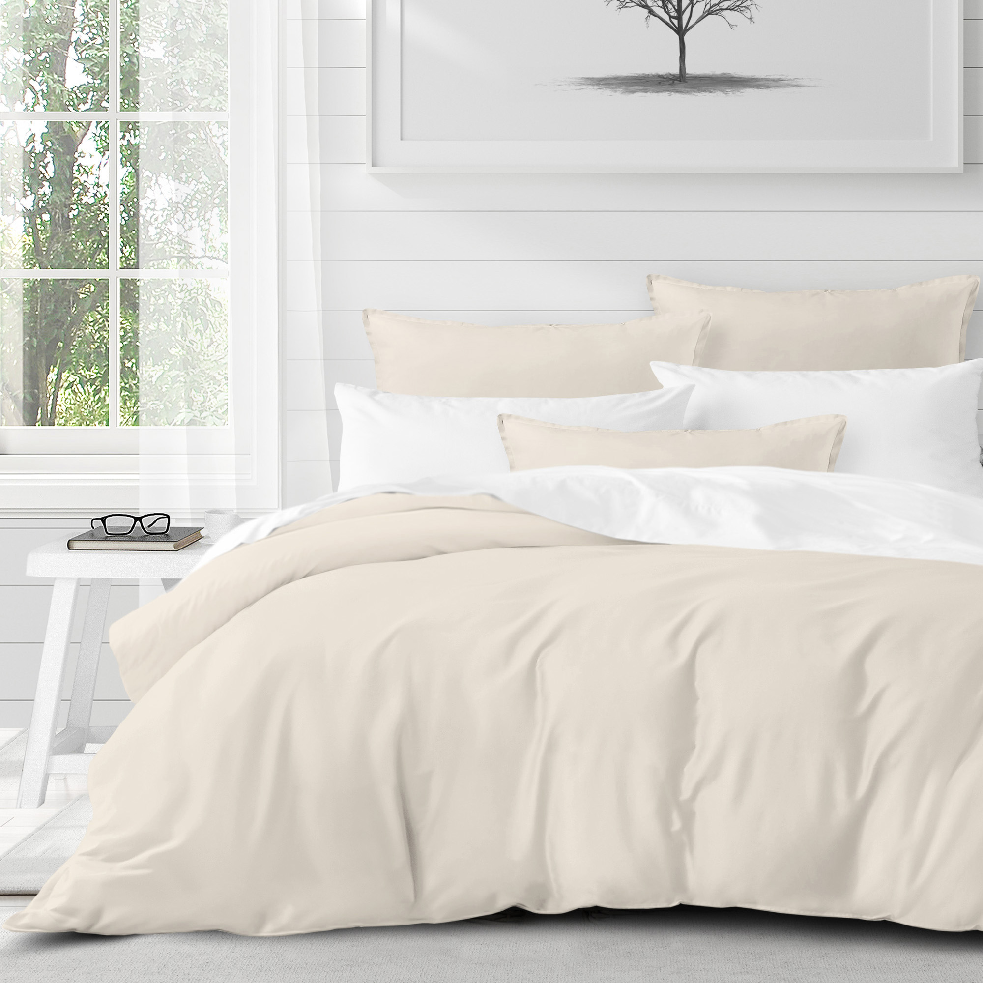 white cinched duvet cover