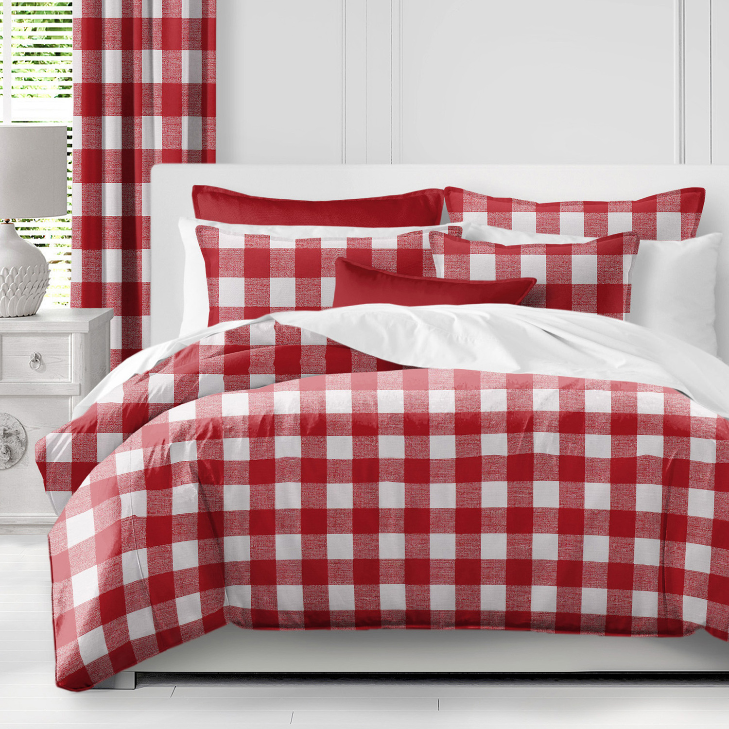 red and white buffalo check duvet